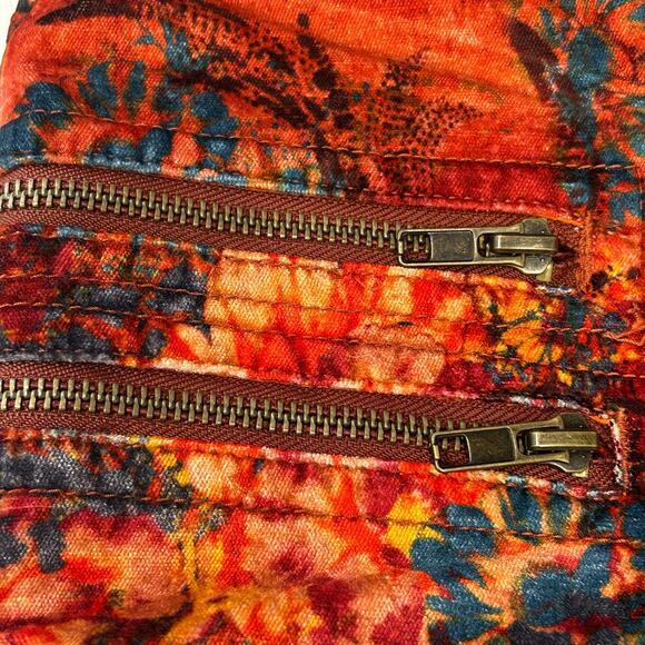Free People Lennon Floral Funkytown Orange Red Velvet Pants Women’s Size 0 - Picture 6 of 12